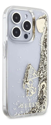 Funda Para iPhone 16 Pro Max Guess Glitter Gold Oro