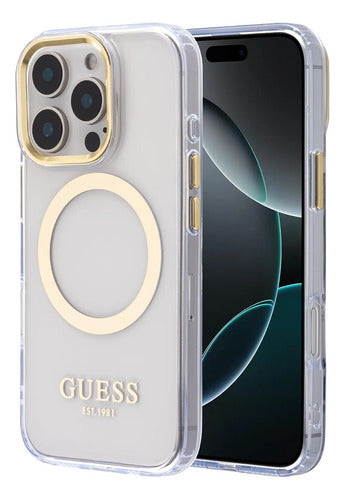 Funda Para iPhone 16 Pro Guess Outline Oro