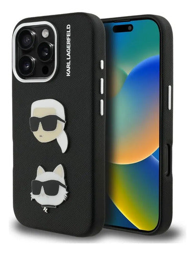 Funda Para iPhone 16 Pro Max Karl Lagerfeld Saffiano Negro