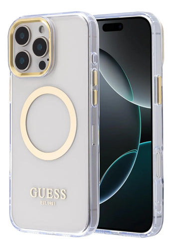 Funda Para iPhone 16 Pro Max Guess Outline Oro