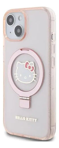 Funda Para iPhone 15 Hello Kitty Ring Glitter Rosa