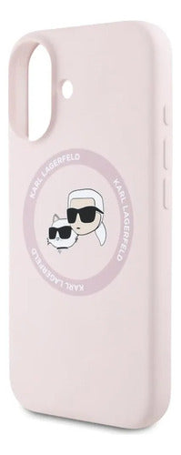 Funda Para iPhone 16 Karl Lagerfeld Silicon Heads Rosa