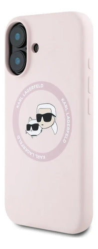 Funda Para iPhone 16 Karl Lagerfeld Silicon Heads Rosa