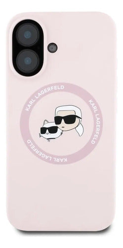 Funda Para iPhone 16 Karl Lagerfeld Silicon Heads Rosa