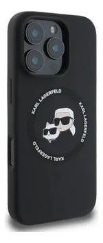 Funda Para iPhone 16 Pro Max Karl Lagerfeld Silicon Heads Negro