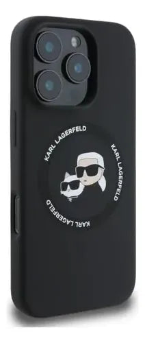Funda Para iPhone 16 Pro Max Karl Lagerfeld Silicon Heads Negro