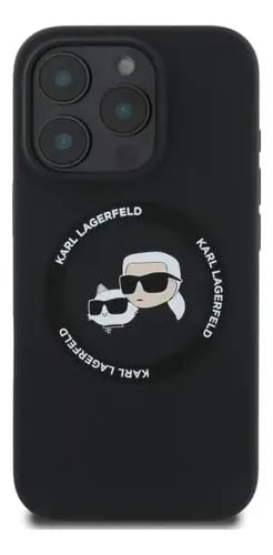 Funda Para iPhone 16 Pro Max Karl Lagerfeld Silicon Heads Negro