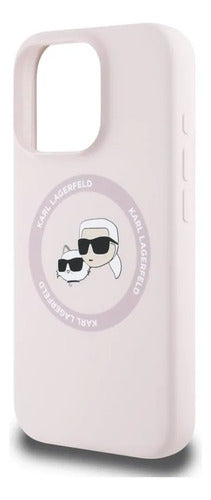 Funda Para iPhone 16 Pro Max Karl Lagerfeld Silicon Heads Rosa