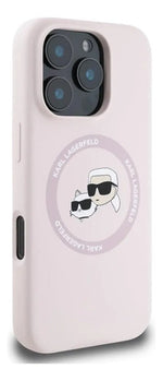 Funda Para iPhone 16 Pro Max Karl Lagerfeld Silicon Heads Rosa