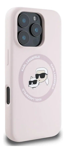Funda Para iPhone 16 Pro Max Karl Lagerfeld Silicon Heads Rosa
