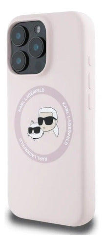 Funda Para iPhone 16 Pro Max Karl Lagerfeld Silicon Heads Rosa