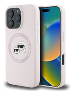 Funda Para iPhone 16 Pro Max Karl Lagerfeld Silicon Heads Rosa
