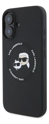Funda Para iPhone 16 Karl Lagerfeld Silicon Heads Negro