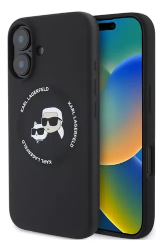 Funda Para iPhone 16 Karl Lagerfeld Silicon Heads Negro