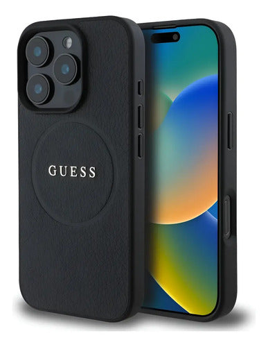 Funda Para iPhone 16 Pro Max Guess Grained Negro