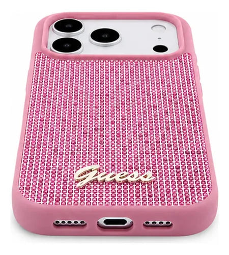 Funda Para iPhone 17 Pro Guess Midnight Scrip Rosa