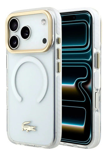 Funda Para iPhone 17 Pro Lacoste Gold Magsafe Original Blanco Gold