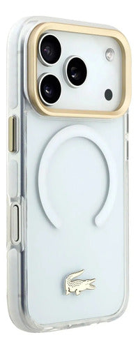 Funda Para iPhone 17 Pro Lacoste Gold Magsafe Original Blanco Gold