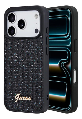 Funda Para iPhone 17 Pro Guess Midnight Scrip Metal Original Negro Midnight