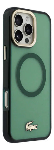 Funda Para iPhone 16 Pro Max Lacoste Gold Magsafe Original Verde Gold