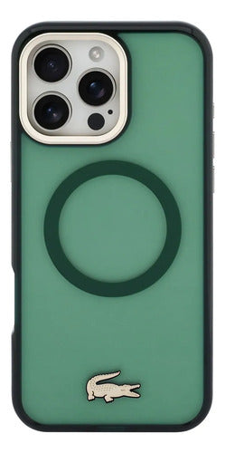 Funda Para iPhone 16 Pro Max Lacoste Gold Magsafe Original Verde Gold