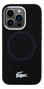 Funda Para iPhone 15 Pro Max Lacoste Silver Croc Silicon Negro Silver Croc