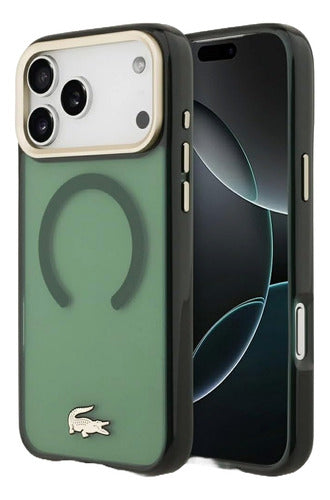 Funda Para iPhone 17 Pro Max Lacoste Gold Magsafe Original Verde Gold