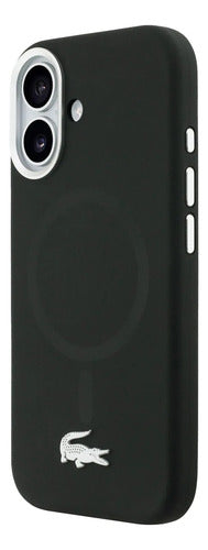 Funda Para iPhone 17 Normal Silicon Silver Croc Lacoste Negro Silver Croc