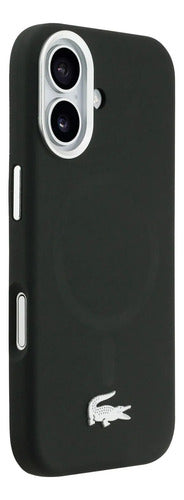 Funda Para iPhone 17 Normal Silicon Silver Croc Lacoste Negro Silver Croc