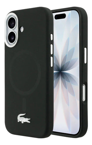 Funda Para iPhone 17 Normal Silicon Silver Croc Lacoste Negro Silver Croc