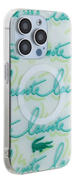 Funda Para iPhone 15 Pro Max Lacoste Script Con Magsafe Pc Blanco Script