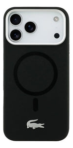Funda Para iPhone 17 Pro Max Lacoste Magsafe Silver Croc Negro Croc