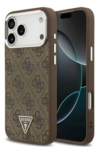 Funda Para iPhone 17 Pro Guess Triangle Stand Con Magsafe Café