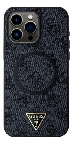 Funda Para iPhone 15 Pro Guess Triangle Stand Con Magsafe Negro