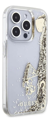Funda Para iPhone 16 Pro Guess Glitter Case Premium Original Transparente Liquid Glitter