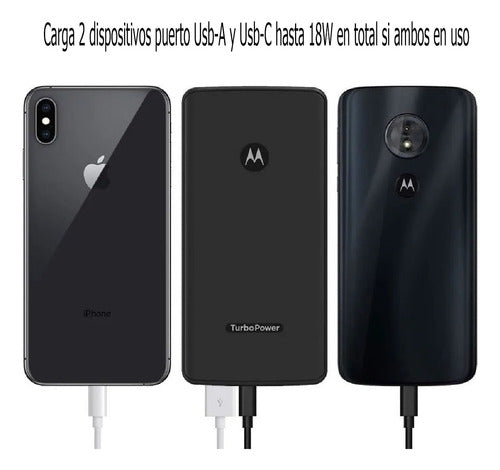 Power Bank Motorola Turbo 10000 Mah Usb-c Tipo-a Turbo Power