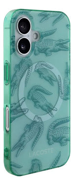 Funda Para iPhone 16 Lacoste Alligator Con Magsafe Tpu Verde Alligator