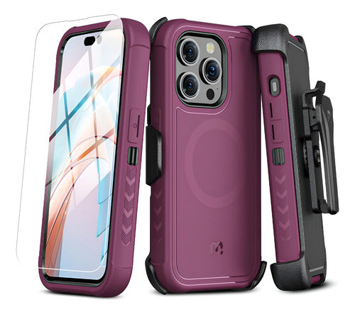 Funda Para iPhone 16 Pro Max Mybat Pro Maverick Clip Soporte Cereza Maverick Series