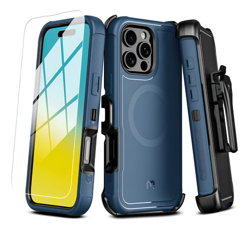 Funda Para iPhone 16 Pro Max Mybat Pro Maverick Clip Soporte Azul Maverick Series