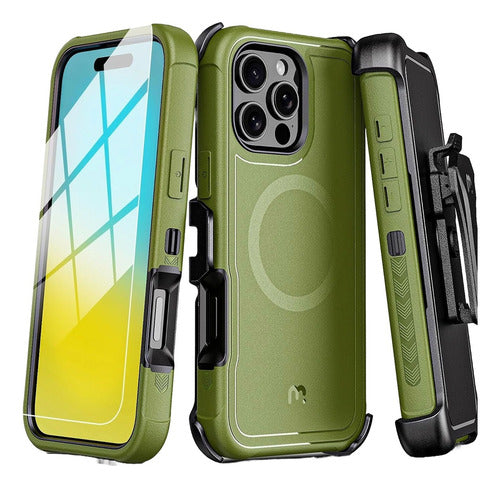 Funda Para iPhone 16 Pro Mybat Pro Maverick Clip Soporte Verde