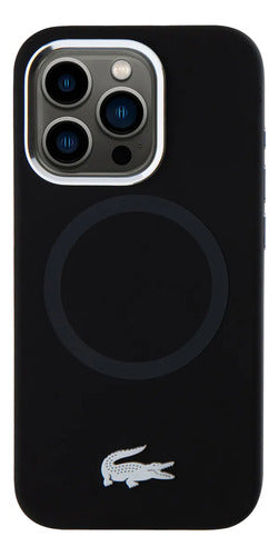 Funda Para iPhone 15 Pro Lacoste Magsafe Silver Croc Origina Negro iPhone 15 Pro