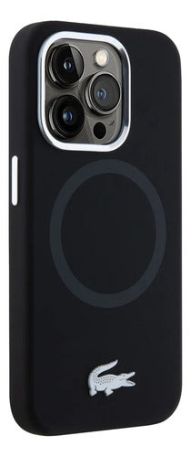 Funda Para iPhone 15 Pro Lacoste Magsafe Silver Croc Origina Negro iPhone 15 Pro