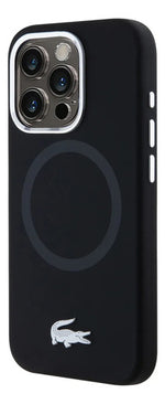 Funda Para iPhone 15 Pro Lacoste Magsafe Silver Croc Origina Negro iPhone 15 Pro