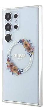 Funda Para Galaxy S24 Ultra Guess Magsafe Con Anillo Floral Transparente Flower Ring