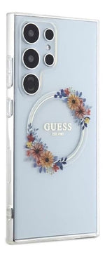Funda Para Galaxy S24 Ultra Guess Magsafe Con Anillo Floral Transparente Flower Ring