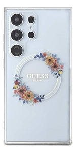 Funda Para Galaxy S24 Ultra Guess Magsafe Con Anillo Floral Transparente Flower Ring