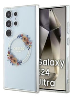 Funda Para Galaxy S24 Ultra Guess Magsafe Con Anillo Floral Transparente Flower Ring