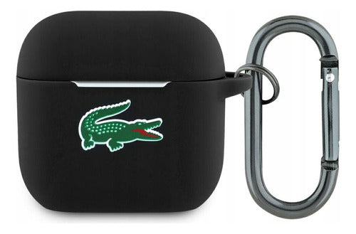 Funda Para AirPods 4 Lacoste Silicon Anti Golpes Original Negro Silicon