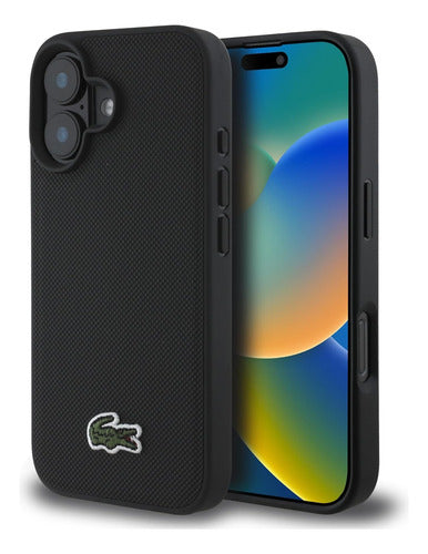 Funda Para iPhone 16 Lacoste Magsafe Iconic Ultra Slim Tpu Negro Magsafe Iconic