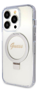 Funda Para iPhone 15 Pro Max Guess Metal Stand Con Soporte Anillo Compatible Magsafe Case Antiarañazos Pc/tpu Reforzada